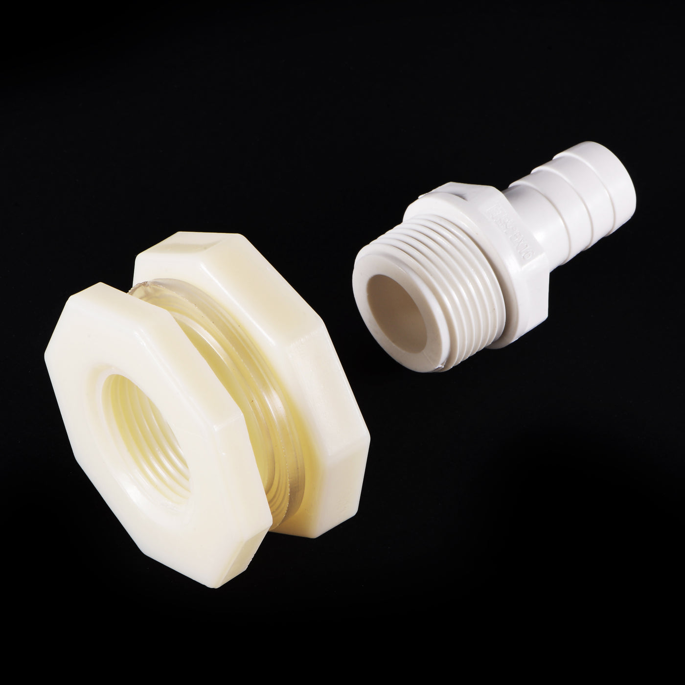 uxcell Uxcell Bulkhead Fitting Adapter 16mm Barbed x G3/4 Female ABS White for Aquariums, Water Tanks, Tubs, Pools