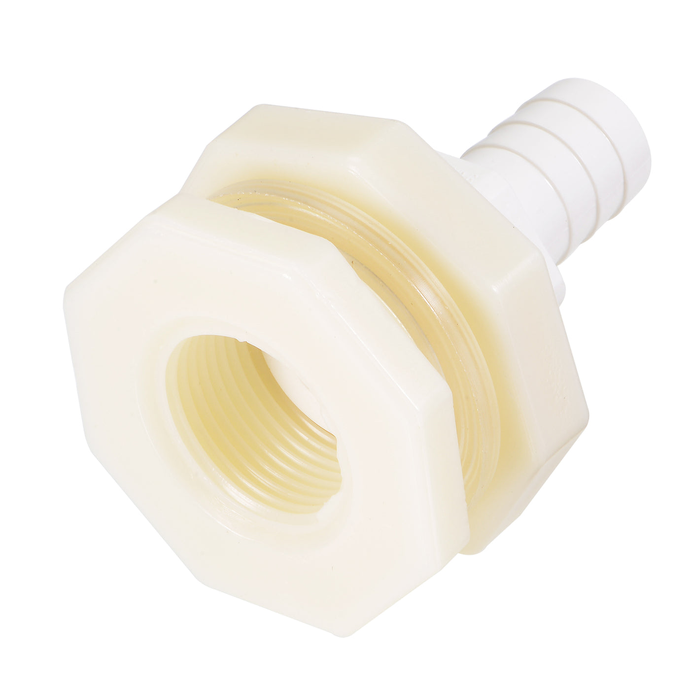 uxcell Uxcell Bulkhead Fitting Adapter 16mm Barbed x G3/4 Female ABS White for Aquariums, Water Tanks, Tubs, Pools