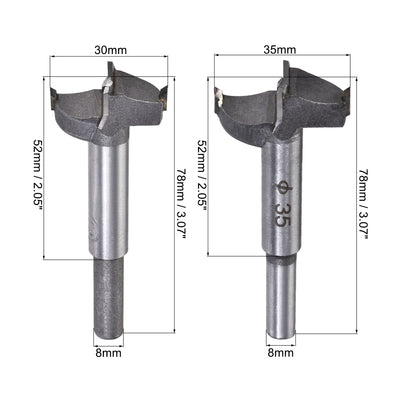 Harfington Uxcell Forstner Wood Drill Bit Set 15mm/20mm/25mm/30mm/35mm Dia. Hole Saw Carbide Alloy Steel Tip Round Shank Cutting for Woodworking