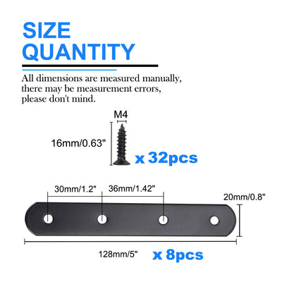 Harfington Uxcell Gerade Halterung Flache Klammer Eckbefestigung mit Schrauben Edelstahl Schwarz 128x20mm für Stützschutz 8 Stück