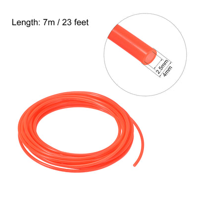 Harfington Uxcell 4mm OD 2.5mm ID 7m Long Orange PU Air Tubing Pipe Hose for Air Line Tube Fluid Transfer Pneumatic Tubing