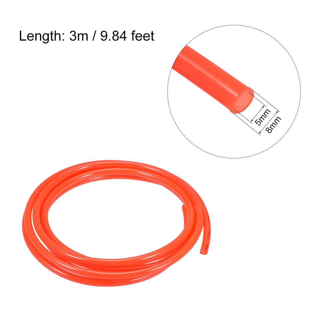 Uxcell Uxcell 8mm OD 5mm ID 7m Long Clear PU Air Tubing Pipe Hose for Air Line Tube Fluid Transfer Pneumatic Tubing