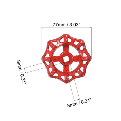 Harfington Uxcell Round Wheel Handle Square Broach 12x12mm Wheel OD 150mm Paint Cast Steel 1Pcs