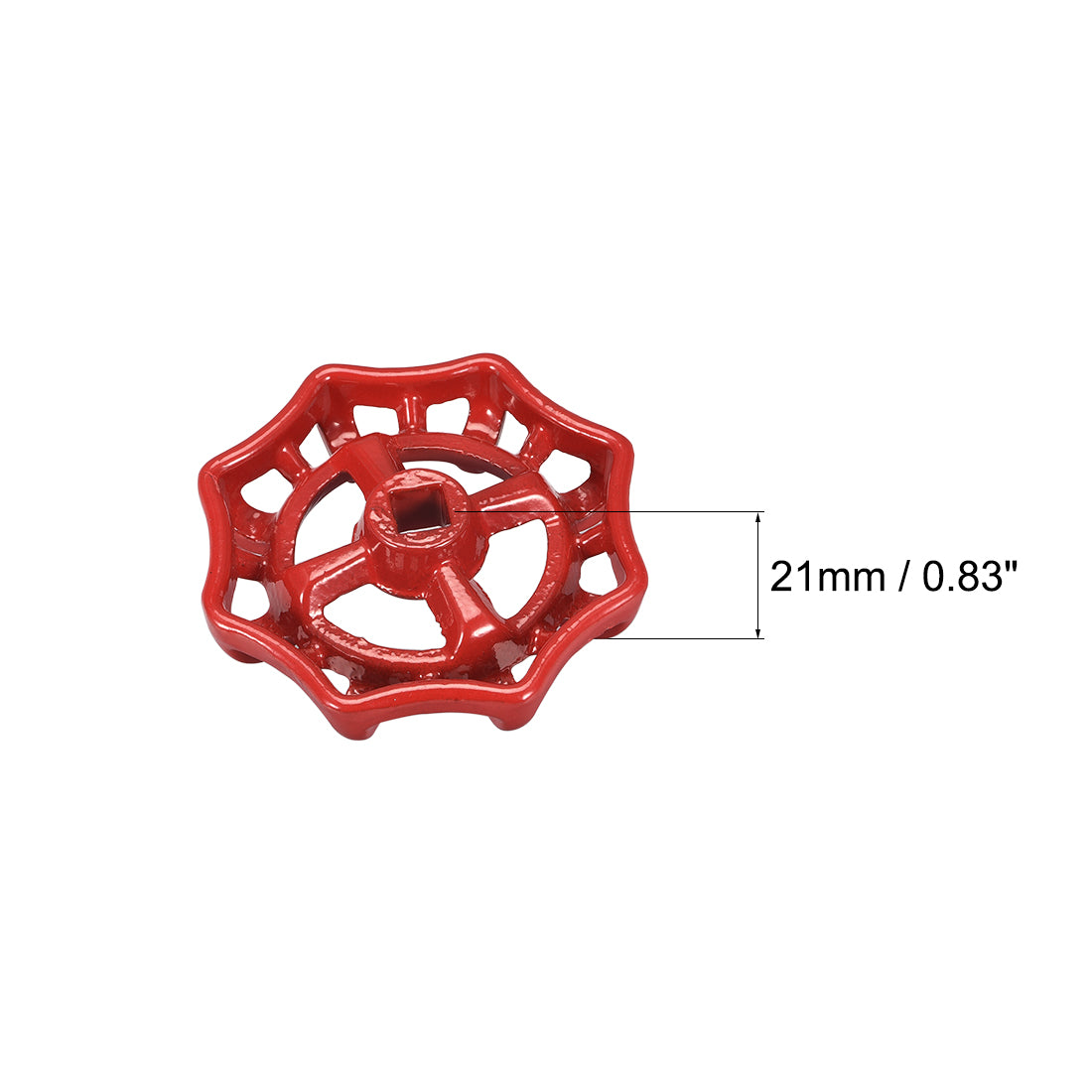 Uxcell Uxcell Round Wheel Handle Square Broach 10x10mm Wheel OD 98mm Paint Cast Steel Red 4Pcs