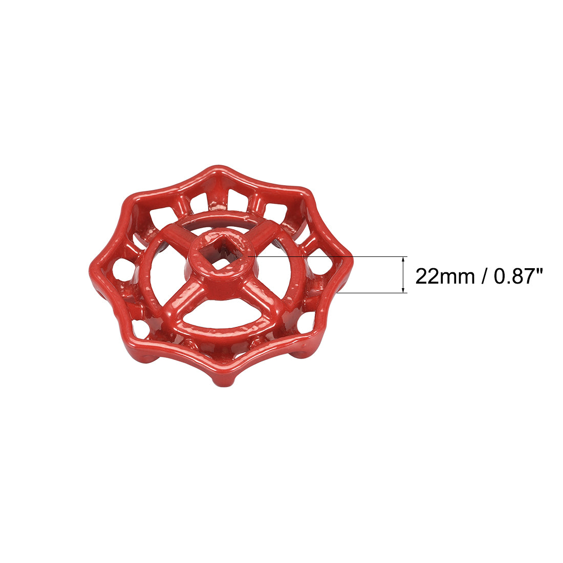 uxcell Uxcell 2Stk. Metall Außenhahn runder Radgriff Quadratische Raspel 9x9mm Rad OD 78mm lackieren Stahlguss Rot