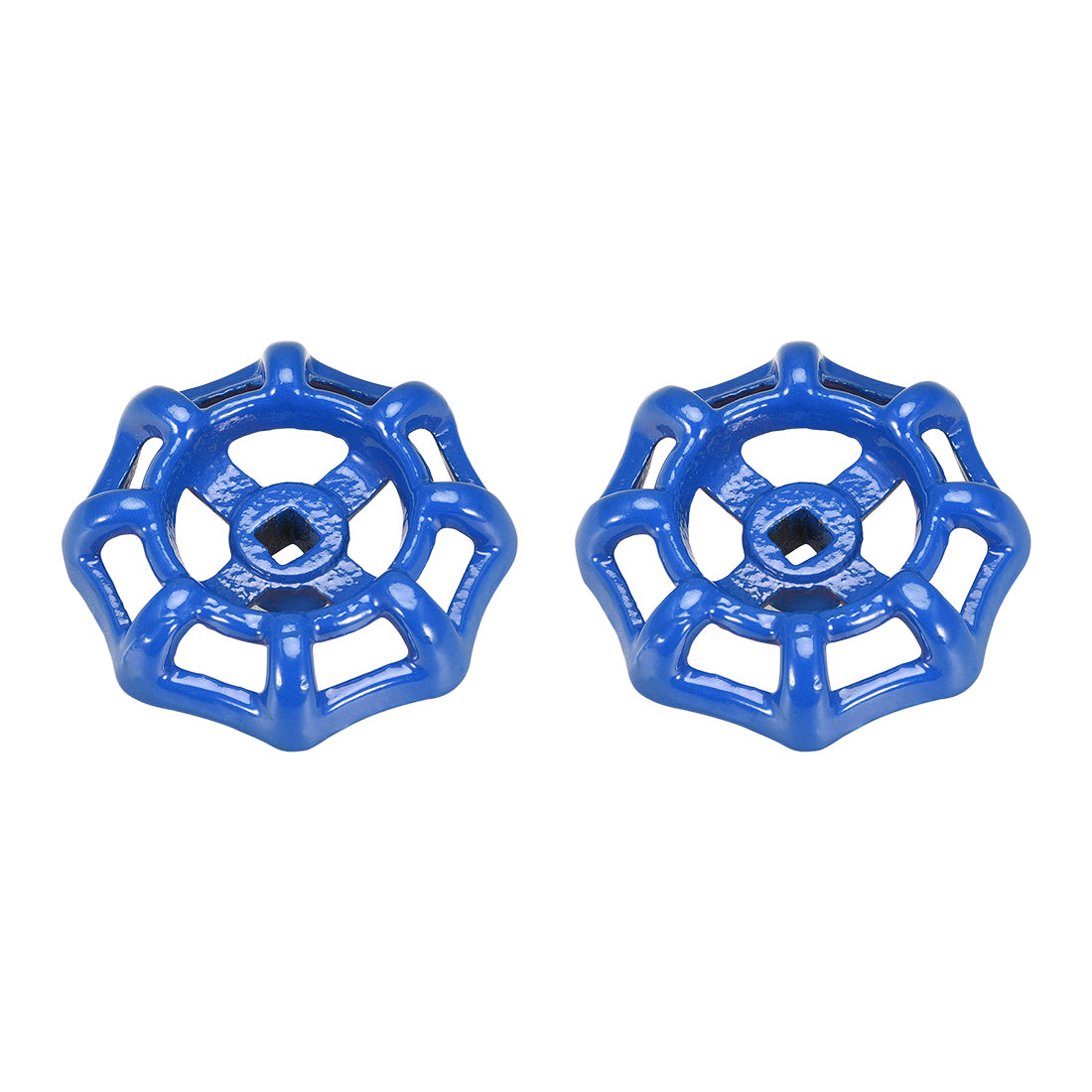 uxcell Uxcell Round Wheel Handle Square Broach  Paint Cast Steel Blue 2Pcs