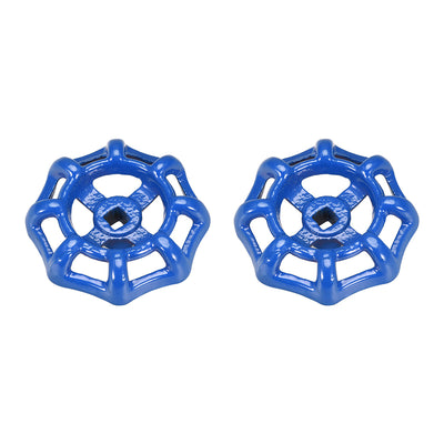 Harfington Uxcell Round Wheel Handle Square Broach  Paint Cast Steel Blue 2Pcs