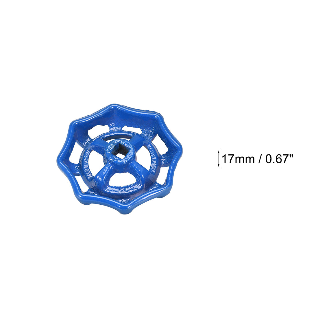 Uxcell Uxcell Round Wheel Handle Square Broach 7x7mm Wheel OD 64mm Paint Cast Steel Blue 4Pcs