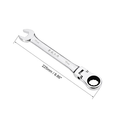 Harfington Uxcell Flex-Head Ratcheting Combination Wrench Metric 72 Teeth 12 Point Ratchet Box Ended Spanner Tool, Cr-V