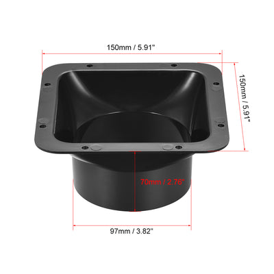 Harfington Uxcell Black Duct Connector Square Flange ABS Plastic Air Outlet Inlet Adaptor for 97mm Dia. Hose