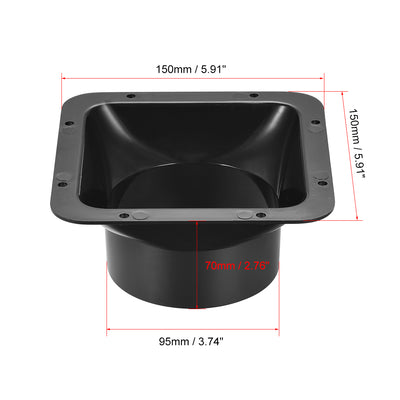 Harfington Uxcell Black Duct Connector Square Flange ABS Plastic Air Outlet Inlet Adaptor for 3.94Inch Dia Hose 2Pcs