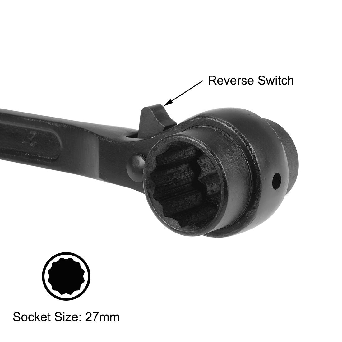 uxcell Uxcell 12 Point Dual Socket Ratchet Wrench, Ratcheting Scaffold Spanner