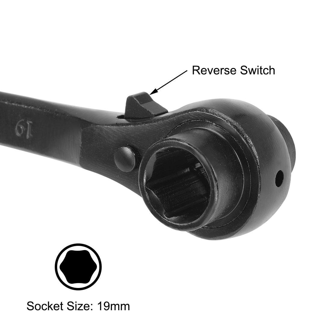 uxcell Uxcell 6 Point Dual Socket Ratchet Wrench, Ratcheting Scaffold Spanner