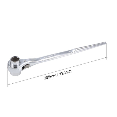 Harfington Uxcell 6 Point Dual Socket Ratchet Wrench, Ratcheting Scaffold Spanner