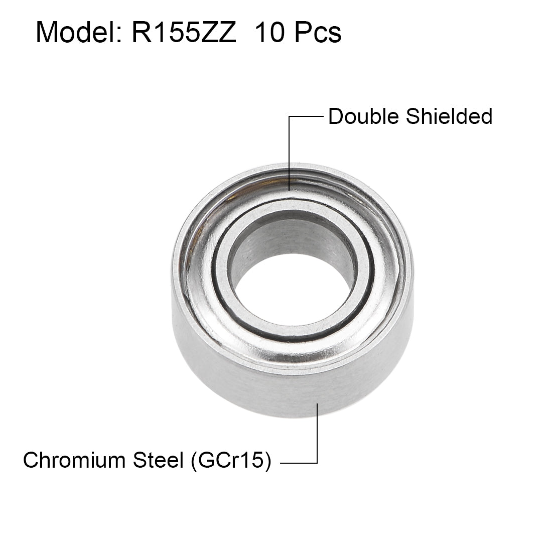 uxcell Uxcell R155ZZ Ball Bearings 5/32x5/16x1/8" Double Shielded Chrome Steel P6 10pcs