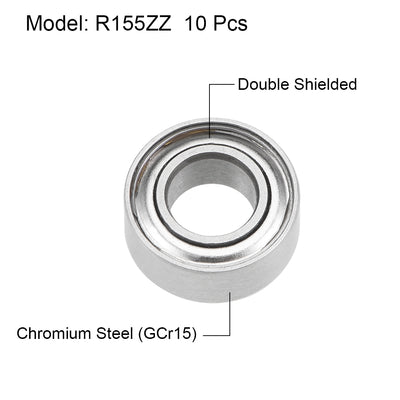 Harfington Uxcell R155ZZ Ball Bearings 5/32x5/16x1/8" Double Shielded Chrome Steel P6 10pcs