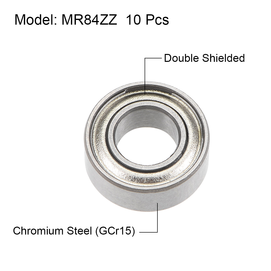 uxcell Uxcell MR84ZZ Deep Groove Ball Bearings 4x8x3mm Double Shielded Chrome Steel P6 10pcs