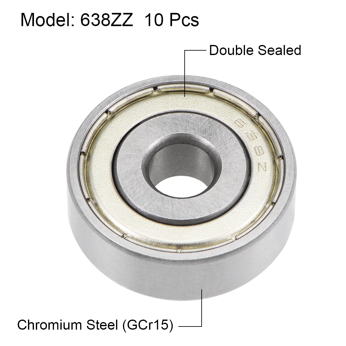 uxcell Uxcell 638ZZ Deep Groove Ball Bearings 8x28x9mm Double Shielded Chrome Steel P6 10pcs