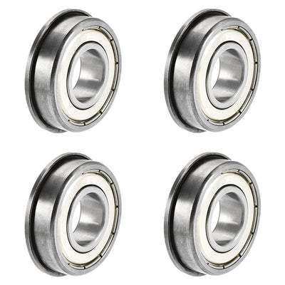 Harfington Uxcell FR8ZZ Flange Ball Bearing 1/2"x1-1/8"x5/16" Double Shielded Bearings 4 Pcs