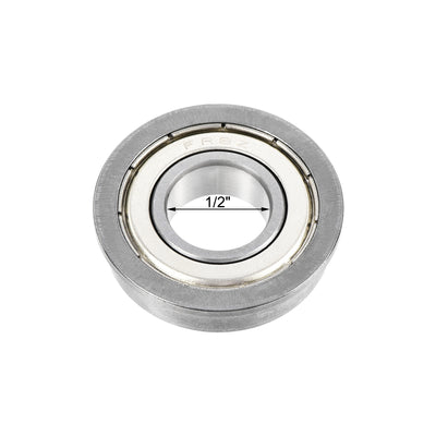 Harfington Uxcell FR8ZZ Flange Ball Bearing 1/2"x1-1/8"x5/16" Shielded Chrome Steel Bearings 2pcs