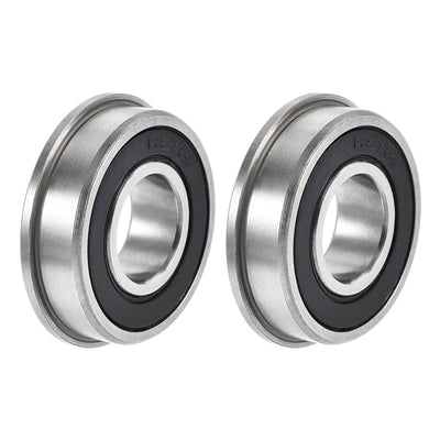 Harfington Uxcell FR8-2RS Flange Ball Bearing 1/2"x1-1/8"x5/16" Double Sealed Chrome Steel Bearing 2pcs