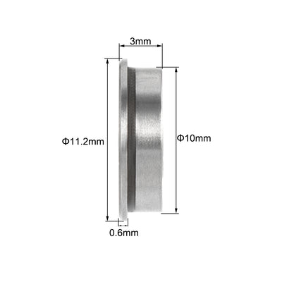 Harfington Uxcell MF106-2RS Flange Ball Bearing 6x10x3mm Double Sealed Chrome Steel Bearing 2pcs