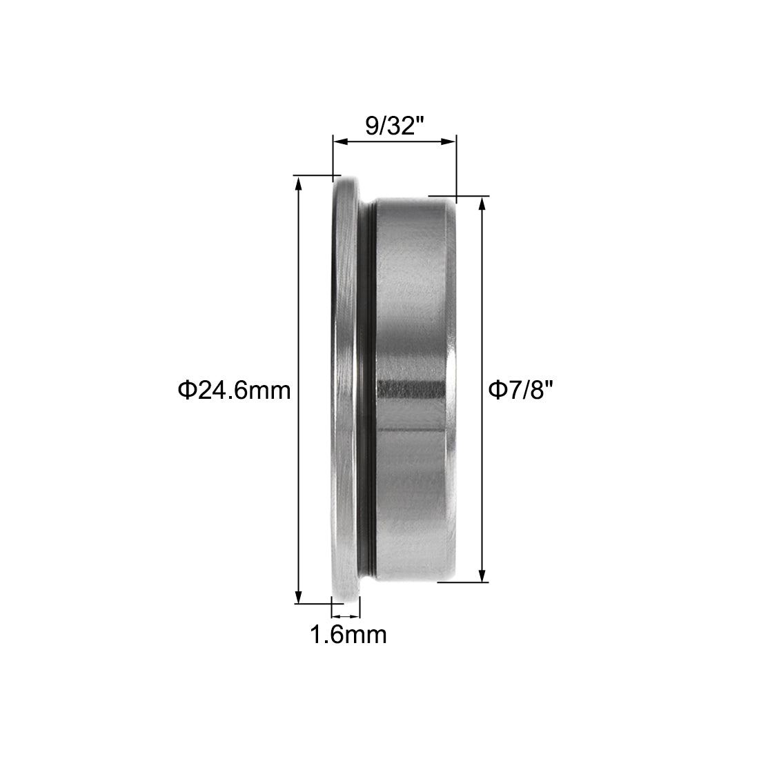 uxcell Uxcell FR6ZZ Flange Ball Bearing 3/8"x7/8"x9/32" Shielded Chrome Steel Bearings 2pcs