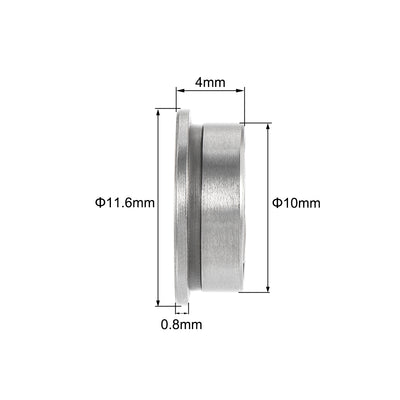 Harfington Uxcell MF105-2RS Flange Ball Bearing 5x10x4mm Double Sealed Chrome Steel Bearing 2pcs