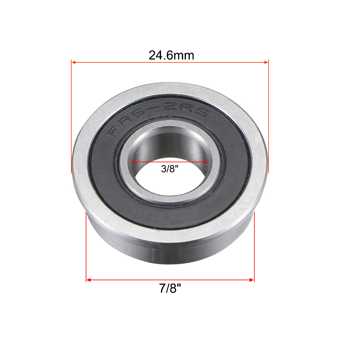 uxcell Uxcell FR6-2RS Flange Ball Bearing 3/8"x 7/8"x 9/32" Sealed Chrome Steel Miniature Ball Bearings 5pcs