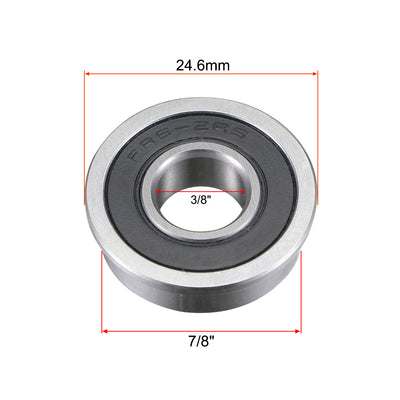 Harfington Uxcell FR6-2RS Flange Ball Bearing 3/8"x 7/8"x 9/32" Sealed Chrome Steel Miniature Ball Bearings 5pcs