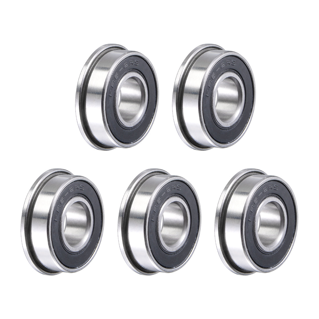 uxcell Uxcell FR6-2RS Flange Ball Bearing 3/8"x 7/8"x 9/32" Sealed Chrome Steel Miniature Ball Bearings 5pcs