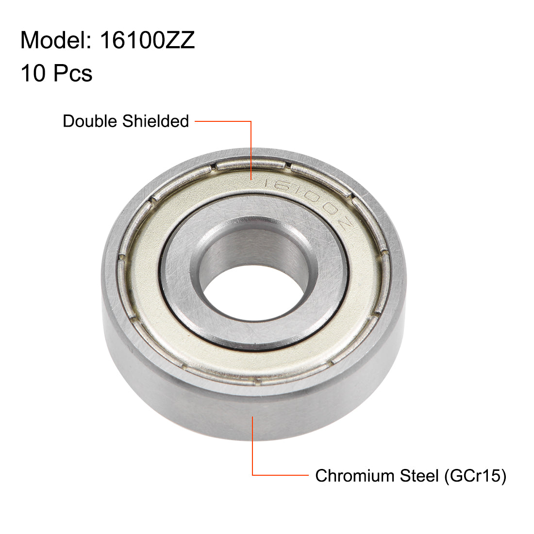 uxcell Uxcell 10Stk. 16100ZZ Rillenkugellager 10x28x8mm doppelt abgeschirmt Chromstahl P0