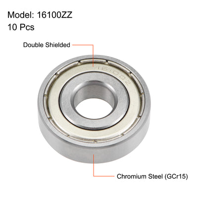 Harfington Uxcell 10Stk. 16100ZZ Rillenkugellager 10x28x8mm doppelt abgeschirmt Chromstahl P0