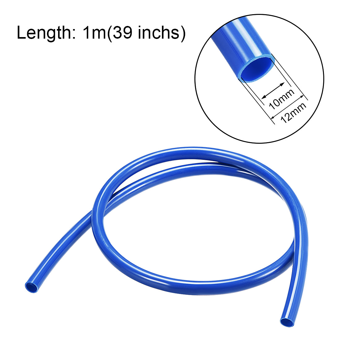 uxcell Uxcell 12mm OD 10mm ID 1m Long PA12 Nylon Tube for Air Line Brake Fluid Transfer Blue