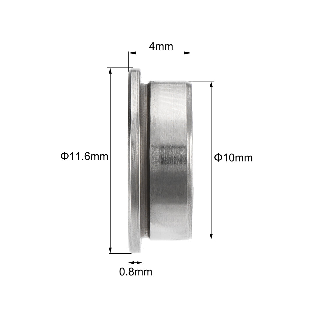 uxcell Uxcell SMF105ZZ Flange Ball Bearing 5x10x4mm Double Shielded 440c Stainless Steel Bearings 4pcs