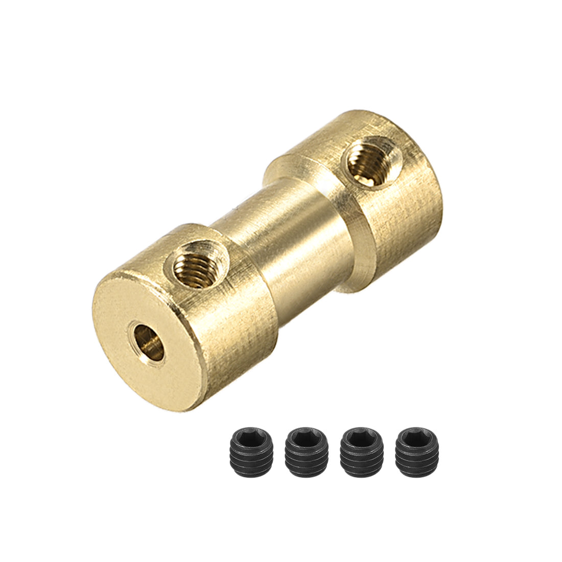 uxcell Uxcell 2.3mm to 2.3mm Bore Rigid Coupling, 20mm Length 9mm Diameter, Copper Shaft Coupler Connector, Brass Tone 2Pcs