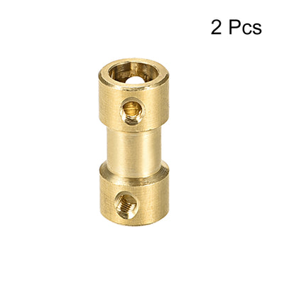 Harfington Uxcell 3mm to 6mm Bore Rigid Coupling, 20mm Length 9mm Diameter, Copper Shaft Coupler Connector, Brass Tone 2Pcs