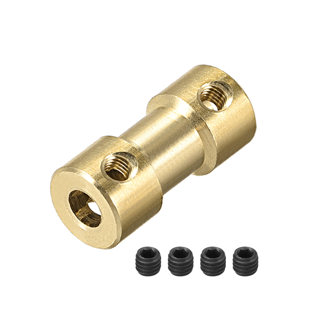 uxcell Uxcell 3.17mm to 4mm Bore Rigid Coupling, 20mm Length 9mm Diameter, Copper Shaft Coupler Connector, Brass Tone 2Pcs