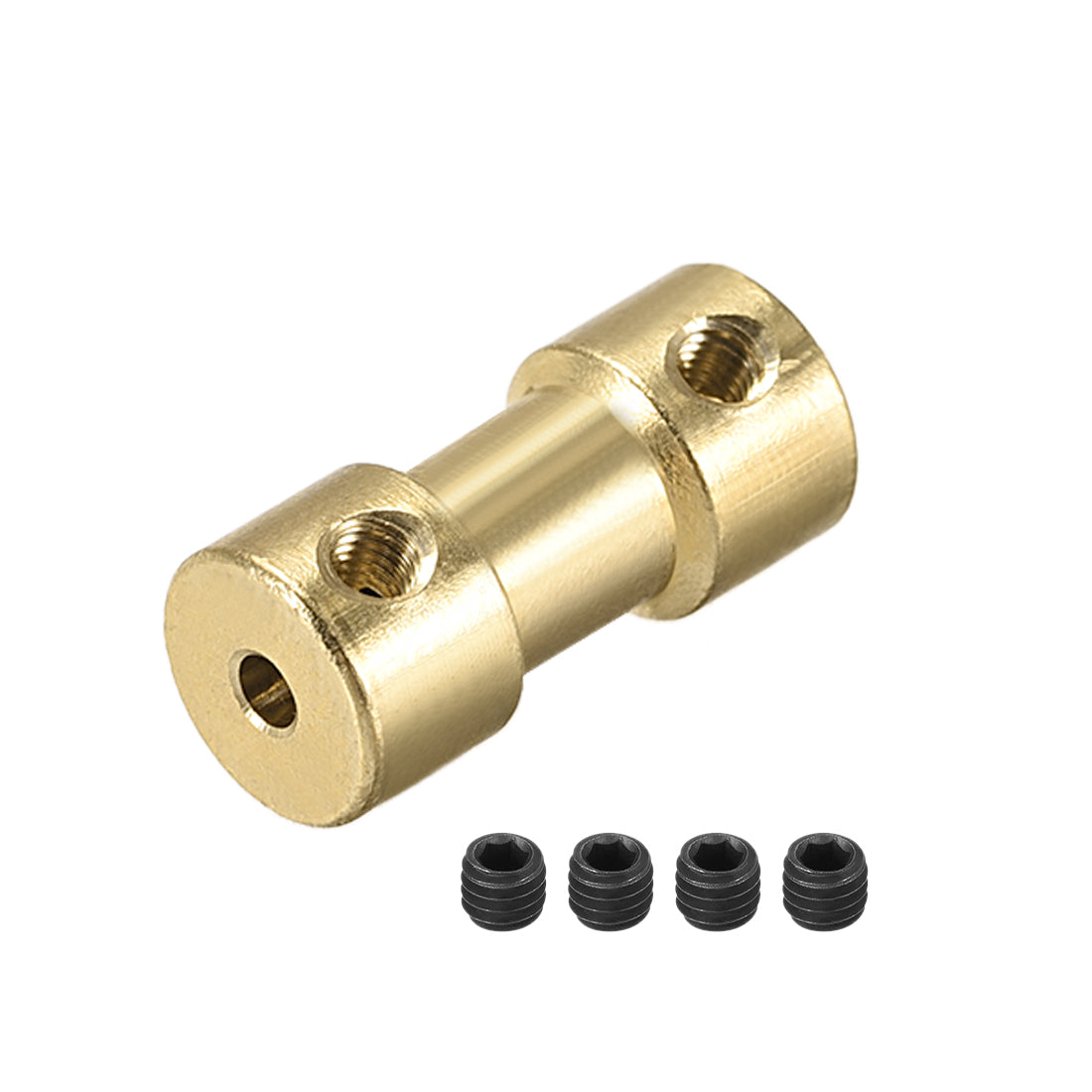 uxcell Uxcell 2mm to 2.3mm Bore Rigid Coupling, 20mm Length 9mm Diameter, Copper Shaft Coupler Connector, Brass Tone 4Pcs