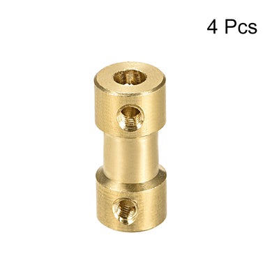 Harfington Uxcell 2mm to 4mm Bore Rigid Coupling, 20mm Length 9mm Diameter, Copper Shaft Coupler Connector, Brass Tone 4Pcs