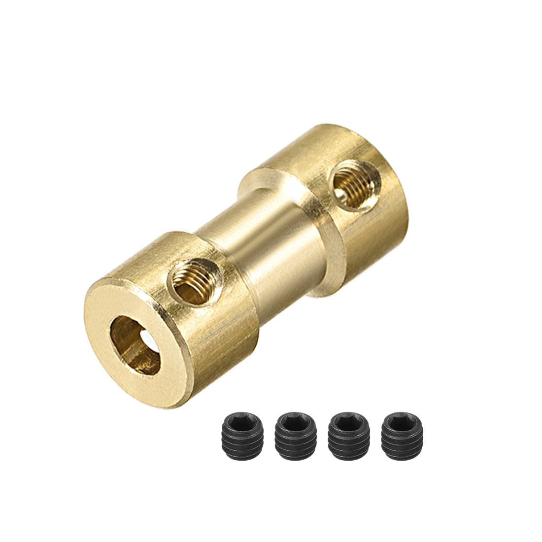 uxcell Uxcell 2mm to 4mm Bore Rigid Coupling, 20mm Length 9mm Diameter, Copper Shaft Coupler Connector, Brass Tone 4Pcs