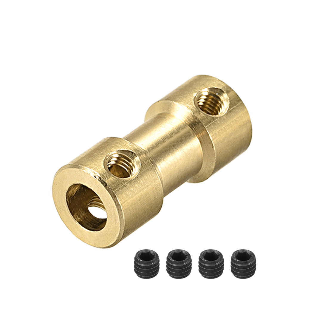 uxcell Uxcell 2mm to 5mm Bore Rigid Coupling, 20mm Length 9mm Diameter, Copper Shaft Coupler Connector, Brass Tone 4Pcs