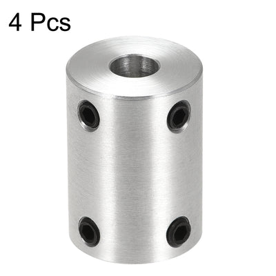 Harfington Uxcell 6.35mm to 6.35mm Bore Rigid Coupling 25mm Length 18mm Diameter Aluminum Alloy Shaft Coupler Connector Silver 4pcs