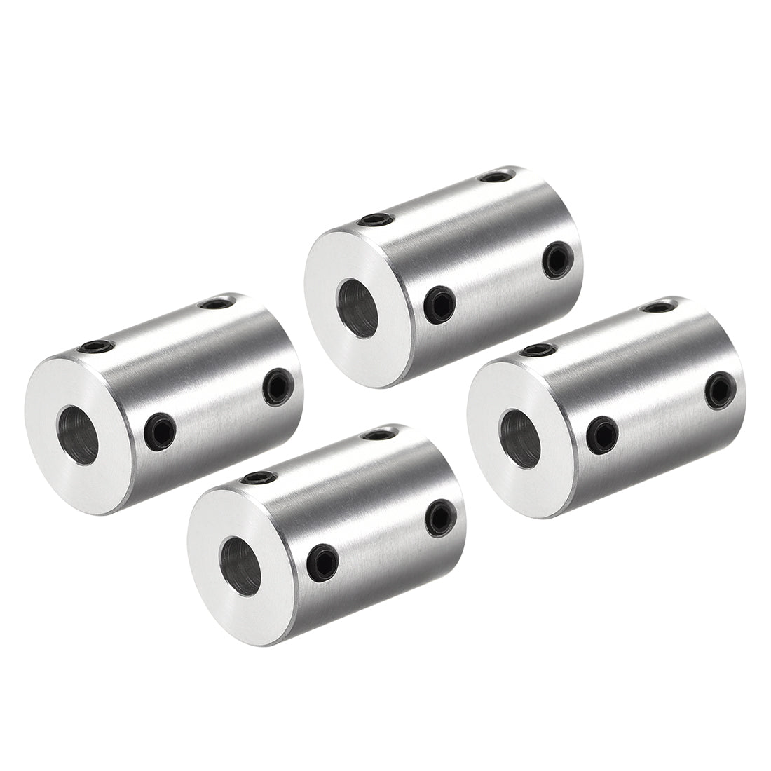 uxcell Uxcell 6.35mm to 6.35mm Bore Rigid Coupling 25mm Length 18mm Diameter Aluminum Alloy Shaft Coupler Connector Silver 4pcs