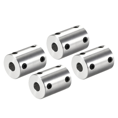 Harfington Uxcell 6.35mm to 6.35mm Bore Rigid Coupling 25mm Length 18mm Diameter Aluminum Alloy Shaft Coupler Connector Silver 4pcs