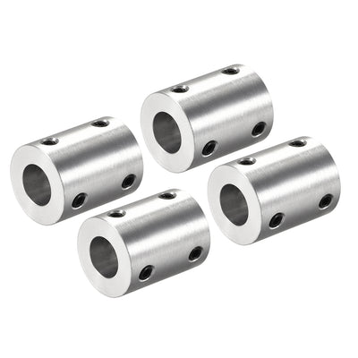 uxcell Uxcell 5mm to 10mm Bore Rigid Coupling 25mm Length 20mm Diameter Aluminum Alloy Shaft Coupler Connector Silver 4pcs