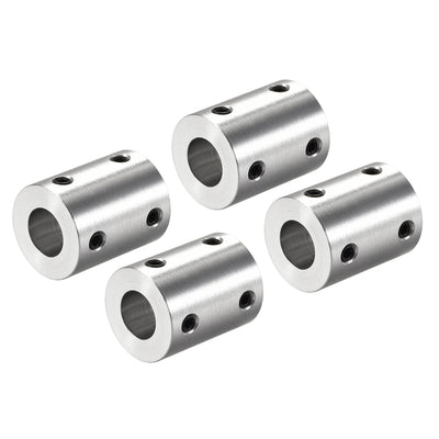 uxcell Uxcell 10mm to 10mm Bore Rigid Coupling 25mm Length 20mm Diameter Aluminum Alloy Shaft Coupler Connector Silver 4pcs