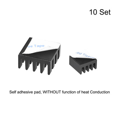 Harfington Uxcell Black Sticky Aluminum Heatsink for RPI 2B,14x14x7mm, 8.8x8.8x5mm, 10 Set