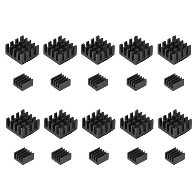 Harfington Uxcell Black Sticky Aluminum Heatsink for RPI 2B,14x14x7mm, 8.8x8.8x5mm, 10 Set