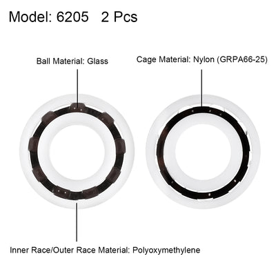 Harfington Uxcell 5Stk.6205 Kunststofflager 25x52x15mm Glaskugel Nylon Käfig